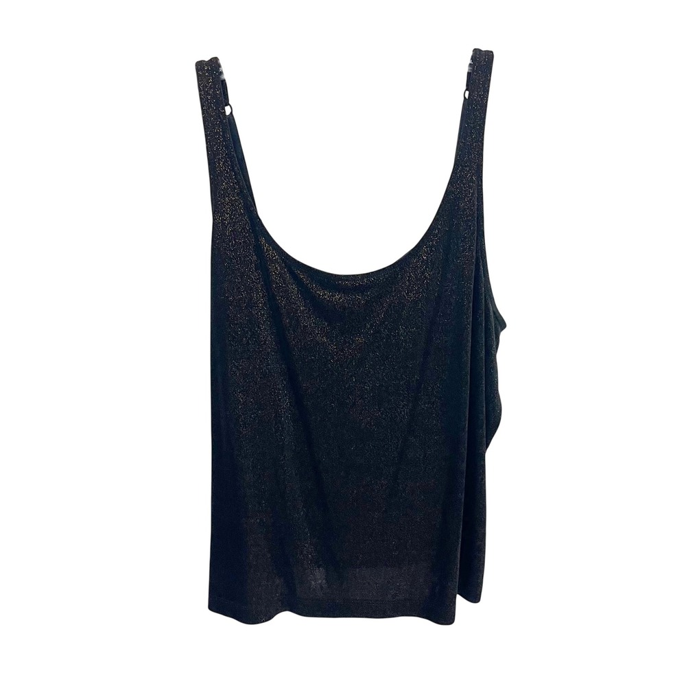 Chico's Travelers Black Metallic Shimmer Tank Top Adjustable‎ Strap Size 3 XL